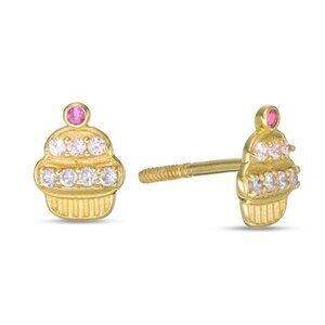 Banter by Piercing Pagoda Child's CZ Cupcake Stud Earrings 10K Gold